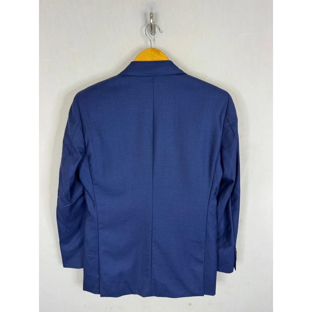 Indochino Mens 38S Short  100% Wool Blue Peak Lapel Blazer Purple Jacket